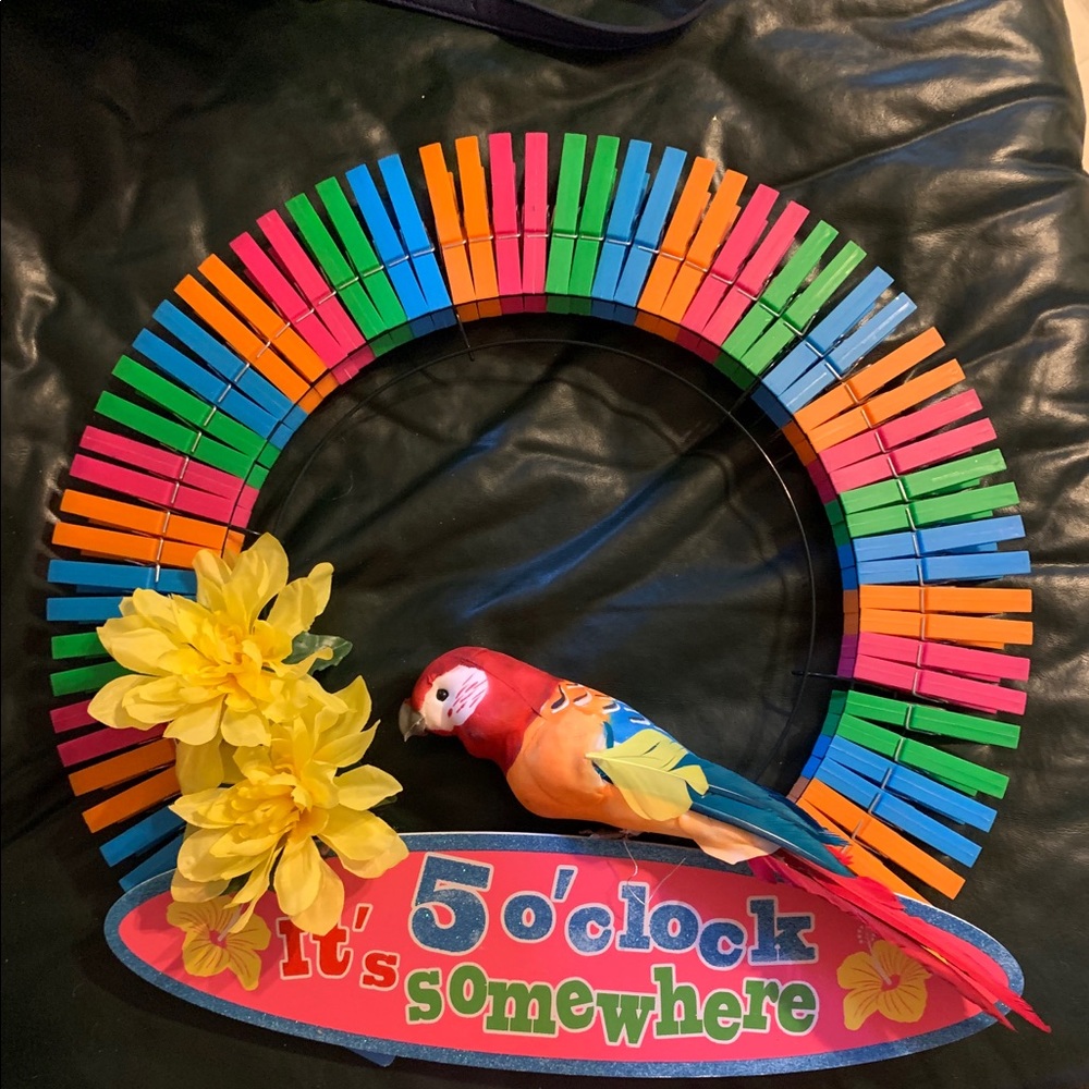 “It’s five o’clock somewhere “ clothespin wreath.